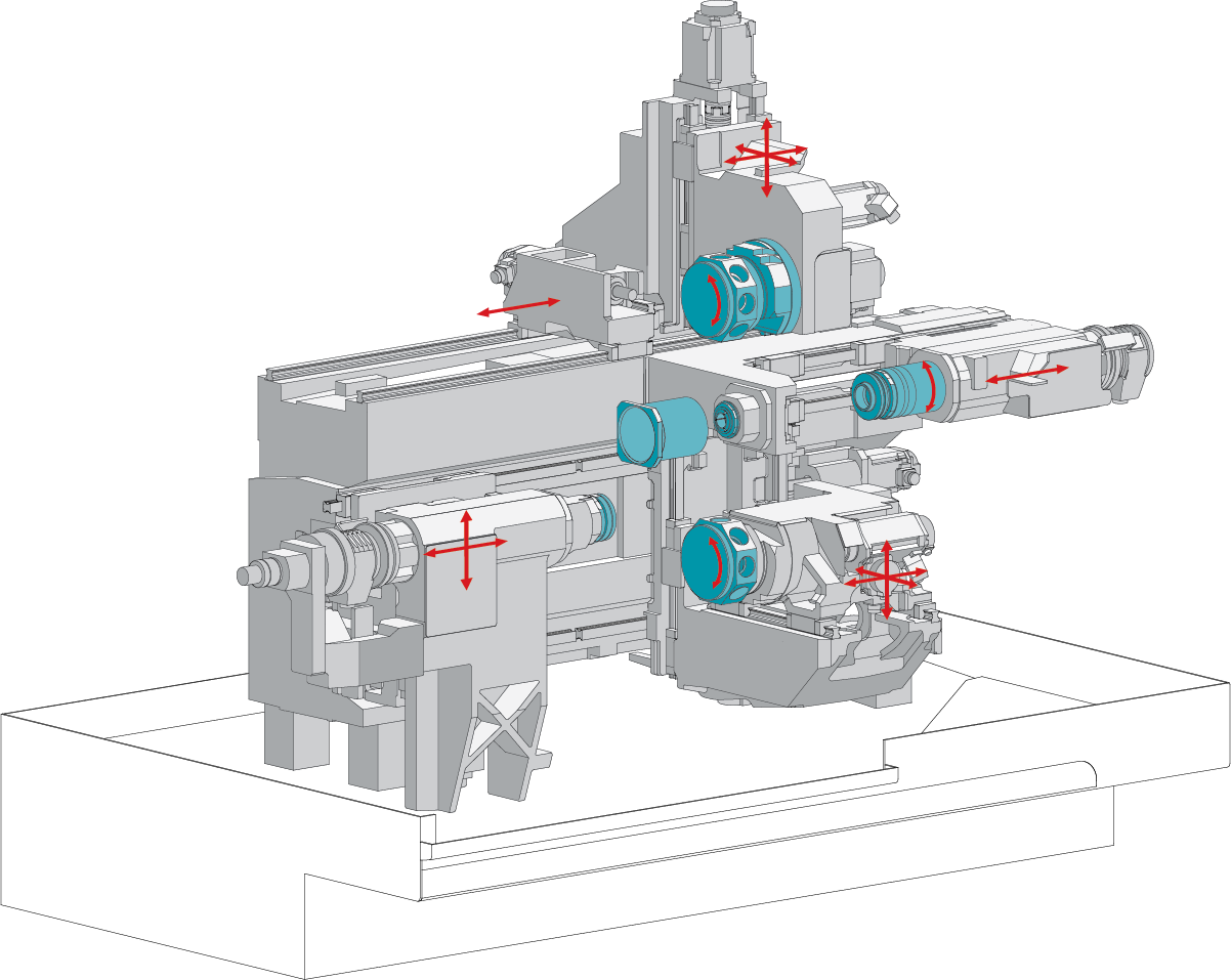 Technical drawing of the complex TRAUB TNL32-9 compact Technical drawing of the TRAUB TNL32-9 compact