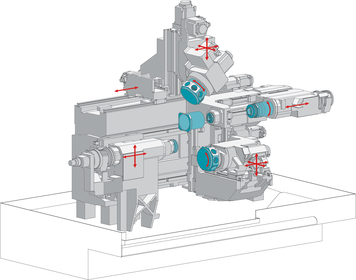 Technical drawing of the complex TRAUB TNL32-9 compact Technical drawing of the TRAUB TNL32-9 compact