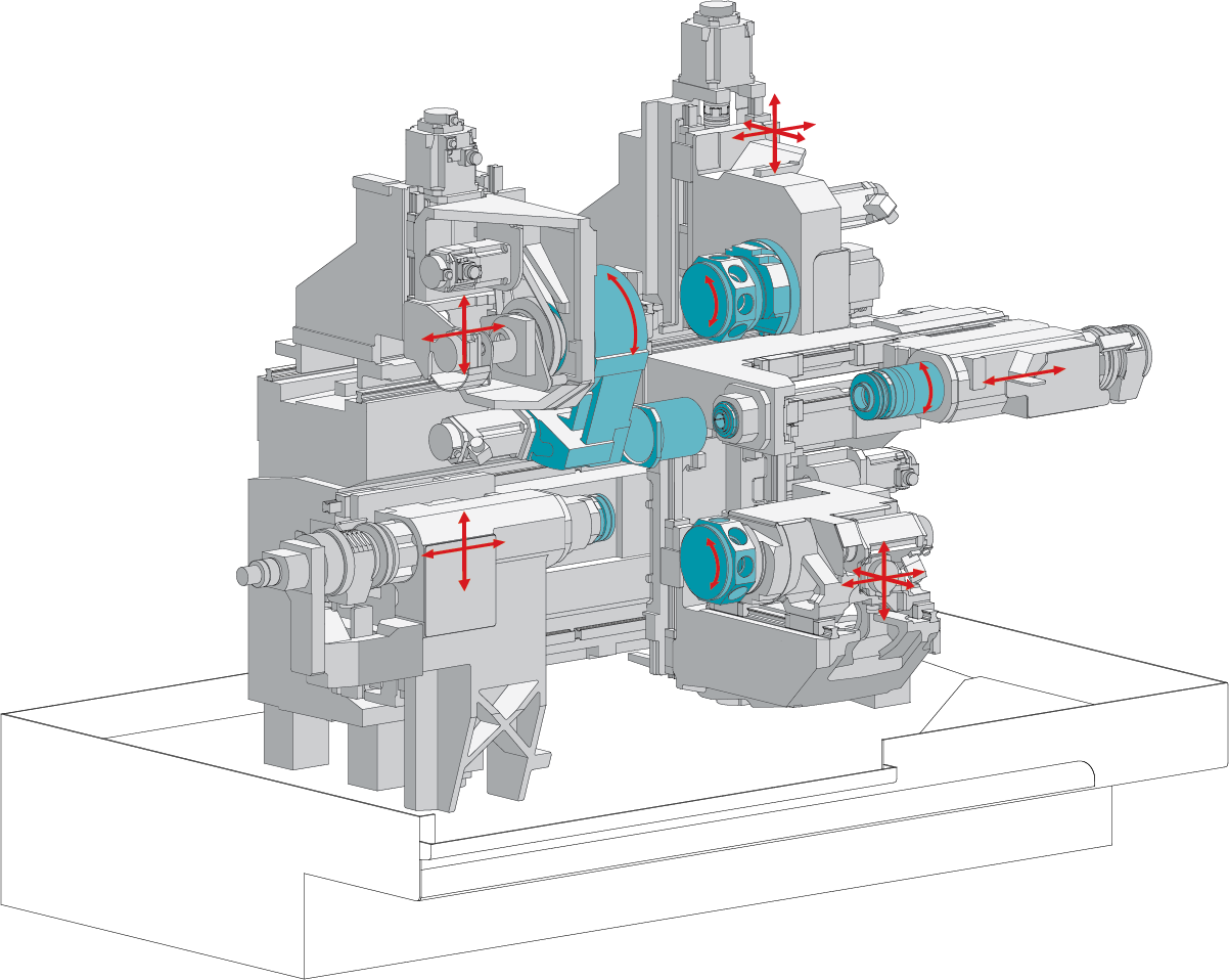 Technical drawing of the complex TRAUB TNL32-9 compact Technical drawing of the TRAUB TNL32-9 compact